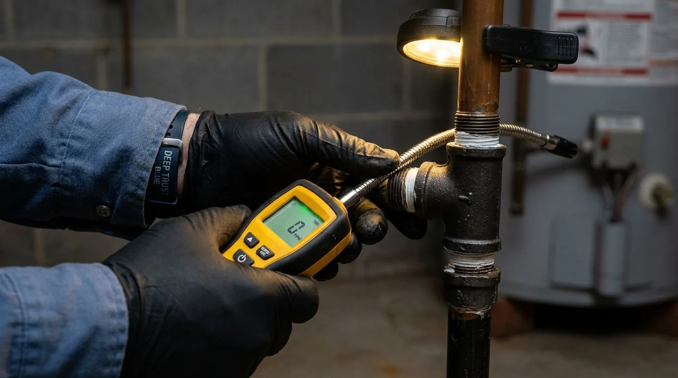 Gas leak detection with electronic sniffer by Johns Plumbing LLC in Babson Park