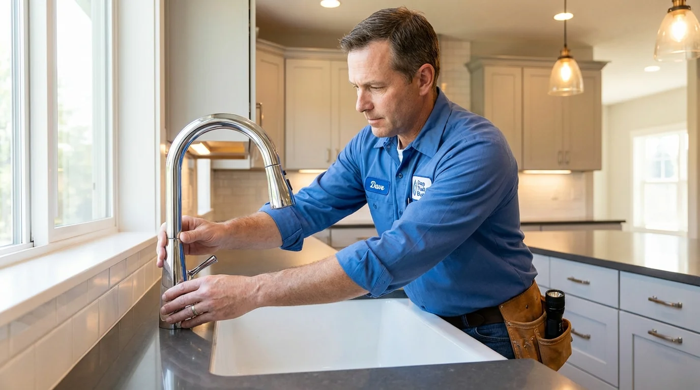 Kitchen faucet installation by Johns Plumbing LLC in Babson Park
